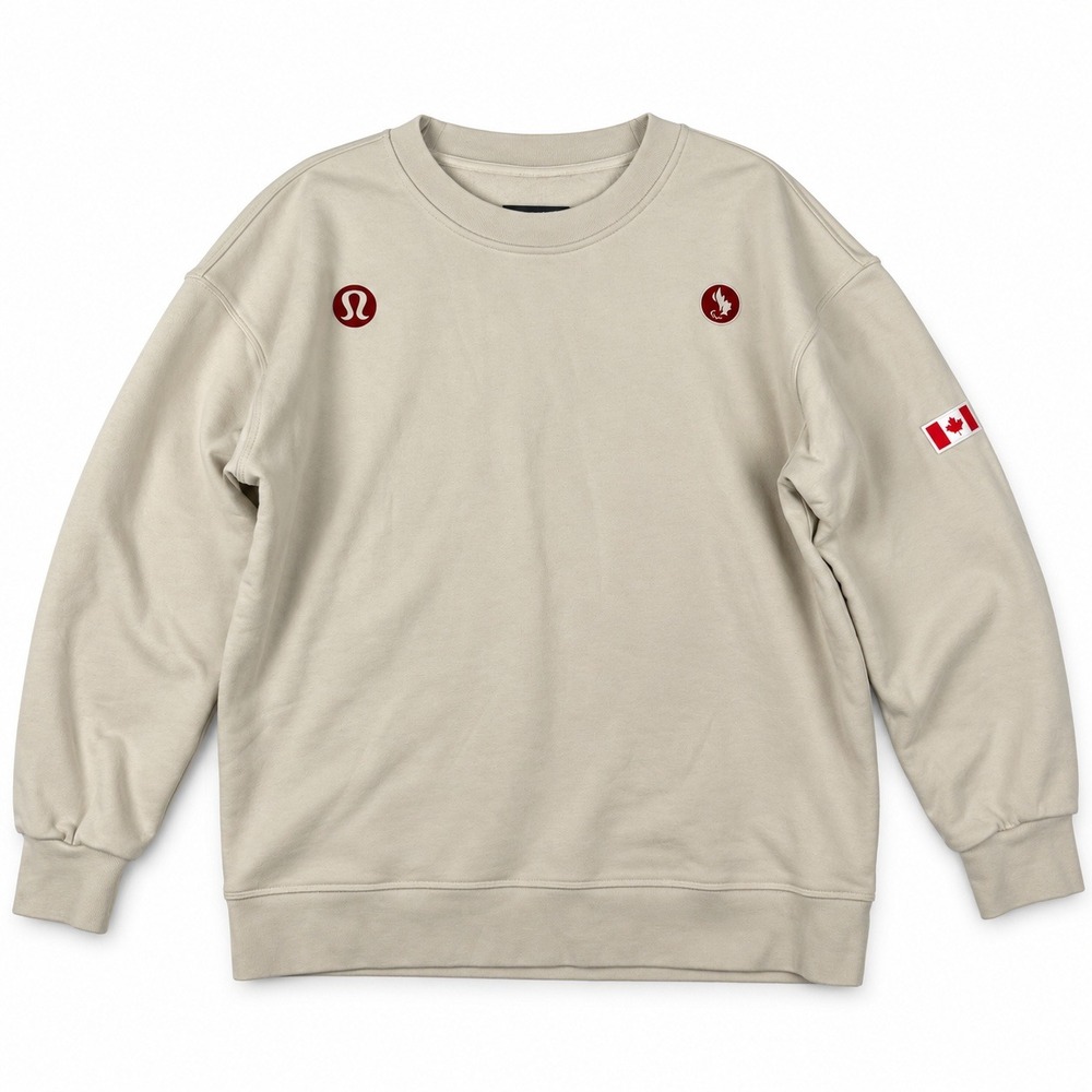 Lululemon Team Canada Perfectly Oversized Crewneck Sweatshirt Tan Beige XL